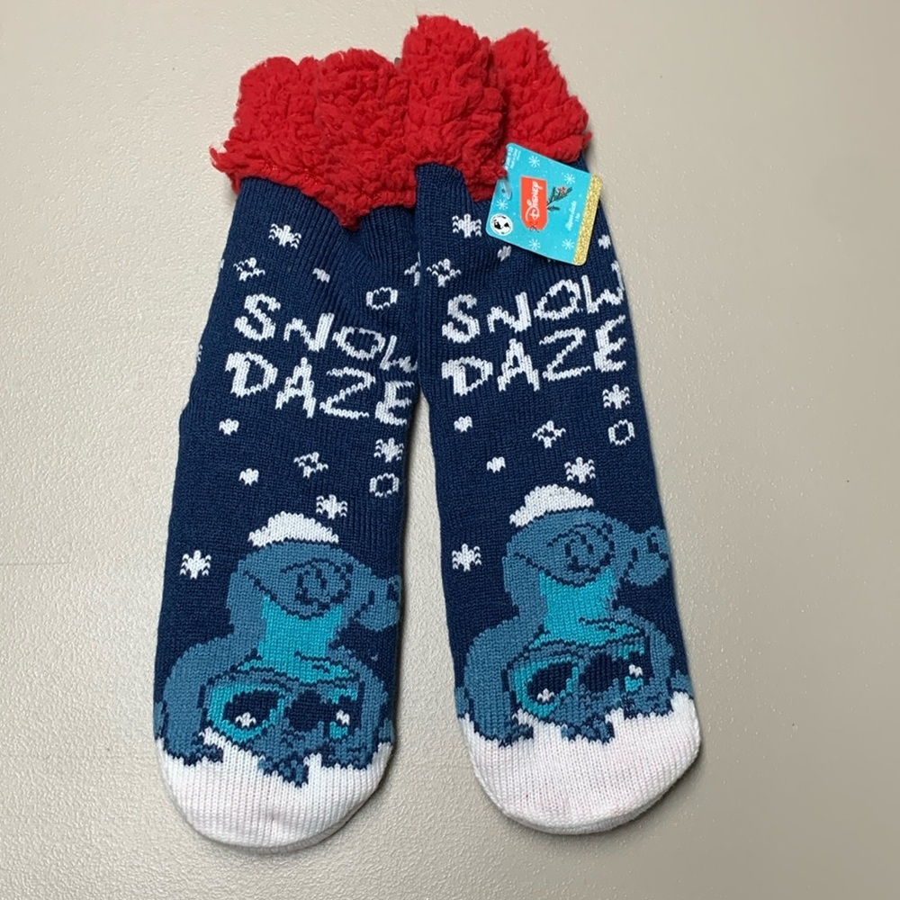 Disney Stich cozy slipper socks.